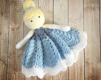 Cinderella Inspired Lovey/ Security Blanket/ Soft Toy Doll/ Plush Toy/ Stuffed Toy Doll/ Amigurumi Doll/ Baby Doll-  MADE TO ORDER
