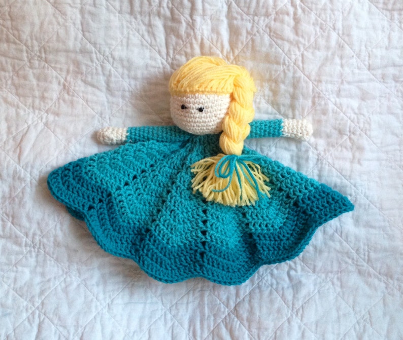 Elsa Inspired Lovey/ Security Blanket/ Plush Doll/ Stuffed Toy Doll/ Soft Toy Doll/ Amigurumi Doll/ Frozen Doll MADE TO ORDER image 3