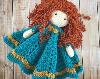 Merida Inspired Lovey/ Security Blanket/ Stuffed Toy/ Plush Toy Doll/ Soft Toy Doll/ Amigurumi Doll/ Merida from Brave Doll- MADE TO ORDER