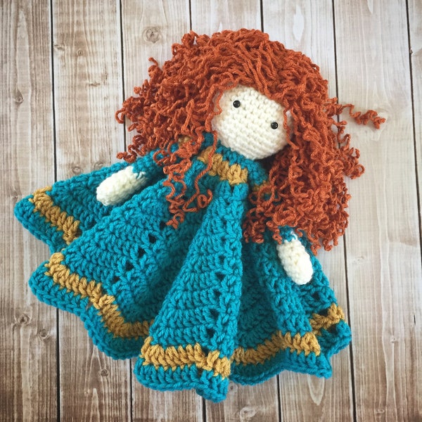 Merida Inspired Lovey/ Security Blanket/ Stuffed Toy/ Plush Toy Doll/ Soft Toy Doll/ Amigurumi Doll/ Merida from Brave Doll- MADE TO ORDER