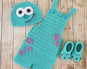 Sully Monsters Inc Inspired Costume/Crochet Sully Costume/ Monsters Inc Inspired Photo Prop Newborn to 12 Months- MADE TO ORDER