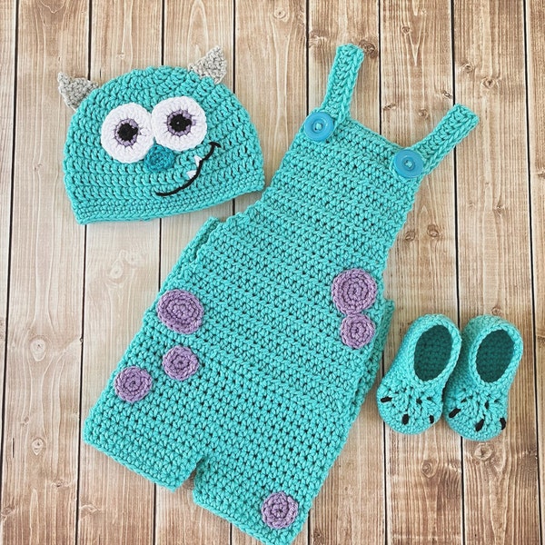 Sully Monsters Inc Inspired Costume/Crochet Sully Costume/ Monsters Inc Inspired Photo Prop Newborn to 12 Months- MADE TO ORDER