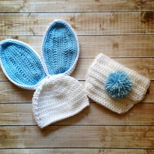 Bunny Beanie/Bunny Costume/Easter Costume/Floppy Ears with Matching Diaper Cover Available in Size Newborn to 24 Months Size- MADE TO ORDER