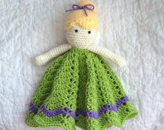 Tinkerbell Fairy Inspired Lovey/ Security Blanket/Plush Toy/ Stuffed Toy Doll/ Soft Toy Doll/ Amigurumi Doll/ Baby Doll-  MADE TO ORDER