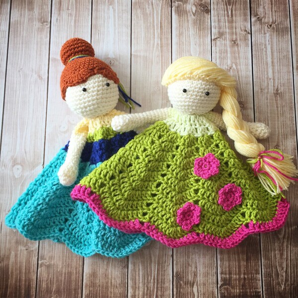 Anna and Elsa Frozen Fever Inspired Lovey/ Security Blanket/Plush Doll/Stuffed Toy/Soft Toy Doll/Amigurumi Doll/Frozen Dolls- MADE TO ORDER