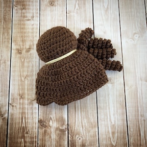 Princess Belle Inspired Hat/Crochet Princess Belle Beauty and the Beast Wig/ Belle Hat Wig Available in Newborn to Child Size- MADE TO ORDER