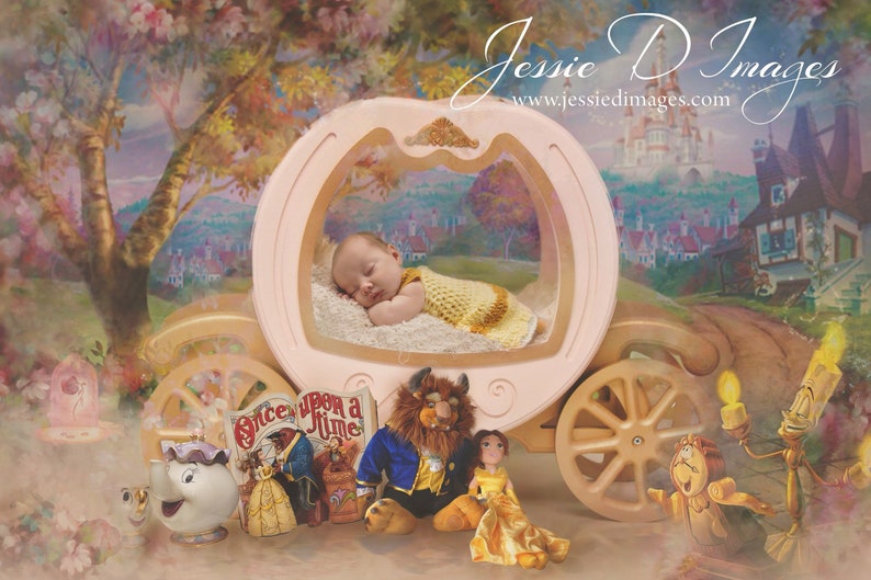 Princess Belle Beauty and the Beast Inspired Costume/Crochet Princess Belle Dress/Princess Photo Prop Newborn to 12 Months MADE TO ORDER image 3