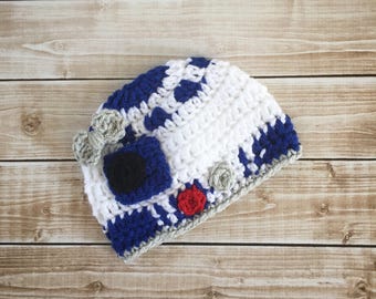 Girl R2D2 Inspired Hat/ R2D2 Costume/ Star Wars Inspired Hat Available in Newborn to Child Size- MADE TO ORDER