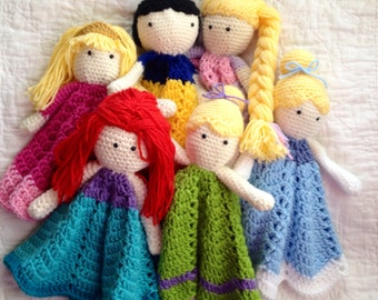 Princess Lovey/ Security Blanket/ Plush Doll/ Stuffed Toy Doll/ Soft Toy Doll/ Amigurumi Doll/ Frozen Doll-  MADE TO ORDER