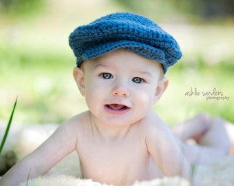 Scally Cap Newsboy Cap in Dusty Blue Available in Newborn to 5 Years Size- MADE TO ORDER