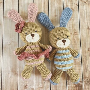 Little Mr. and Miss Bunny Rabbit Plush Toys/Easter Bunny Toys/Photography Prop/ Stuffed Toys/ Soft Toys/Amigurumi Toys- MADE TO ORDER