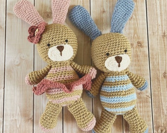 Little Mr. and Miss Bunny Rabbit Plush Toys/Easter Bunny Toys/Photography Prop/ Stuffed Toys/ Soft Toys/Amigurumi Toys- MADE TO ORDER