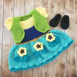 Princess Anna Frozen Fever Inspired Costume/Crochet Princess Anna Dress/Frozen/Princess Photo Prop Newborn to 12 Months- MADE TO ORDER