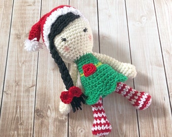 Little Miss Elf Doll/Girl Elf Plush Doll/Elf Ragdoll/ Christmas Doll/Stuffed Toy Doll/ Soft Toy Doll/ Amigurumi Doll/- MADE TO ORDER