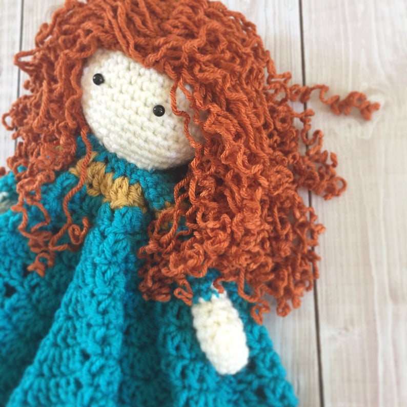 Merida Inspired Lovey/ Security Blanket/ Stuffed Toy/ Plush Toy Doll/ Soft Toy Doll/ Amigurumi Doll/ Merida from Brave Doll MADE TO ORDER image 4