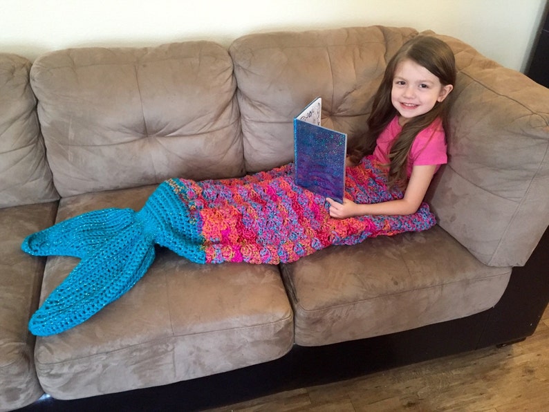 Mermaid Tail Blanket/ Mermaid Tail Afghan/ Mermaid Blanket/ Crochet Mermaid Tail Blanket/ Toddler to Adult Size MADE TO ORDER image 1