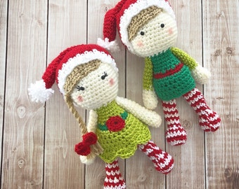 Little Mr and Miss Elf-Set of 2 Dolls/Girl and Boy Elf Plush Dolls/Christmas Dolls/Stuffed Toy Doll/ Soft Toy Doll/- MADE TO ORDER