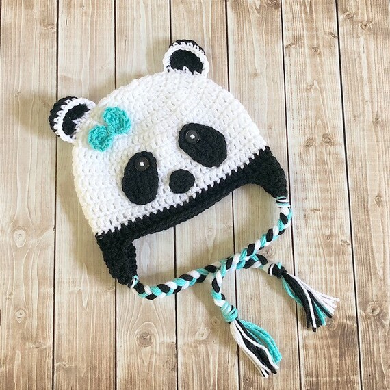 Little Miss Panda Bear Hat in Black 