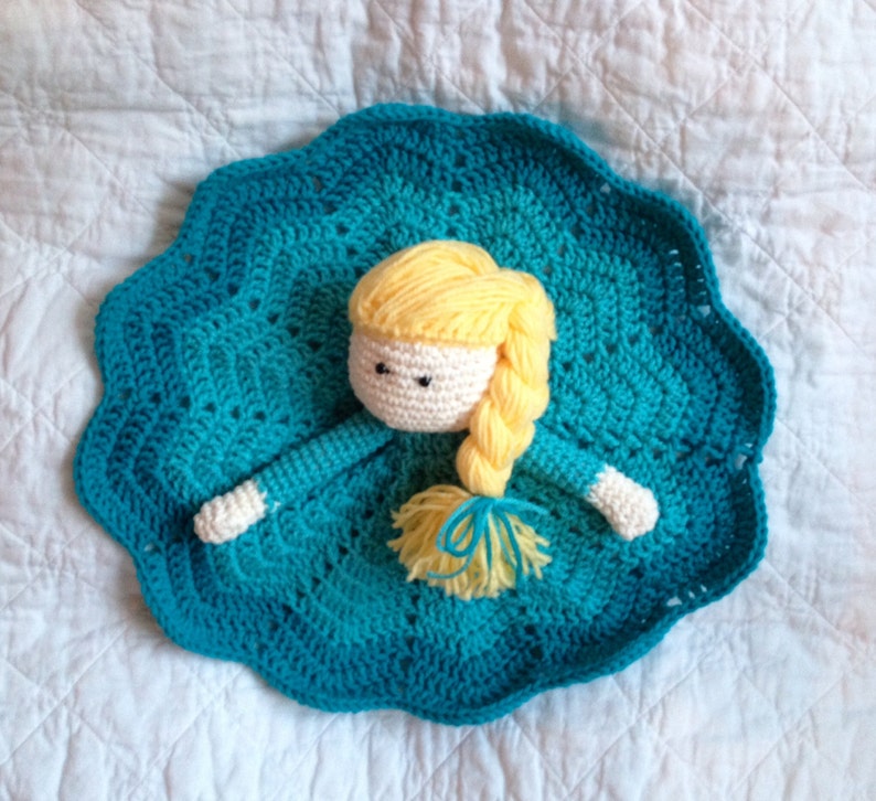 Elsa Inspired Lovey/ Security Blanket/ Plush Doll/ Stuffed Toy Doll/ Soft Toy Doll/ Amigurumi Doll/ Frozen Doll MADE TO ORDER image 2