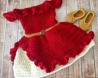 Elena of Avalor Inspired Costume/Crochet Princess Elena Dress/Elena of Avalor/Princess Photo Prop Newborn to 12 Months- MADE TO ORDER