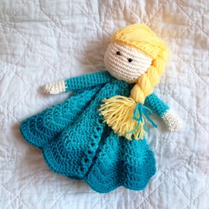 Elsa Inspired Lovey/ Security Blanket/ Plush Doll/ Stuffed Toy Doll/ Soft Toy Doll/ Amigurumi Doll/ Frozen Doll MADE TO ORDER image 1