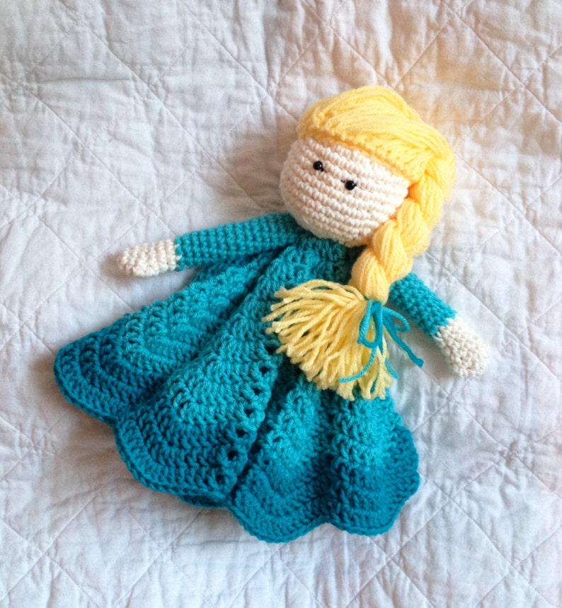 Elsa Inspired Lovey/ Security Blanket/ Plush Doll/ Stuffed Toy Doll/ Soft Toy Doll/ Amigurumi Doll/ Frozen Doll MADE TO ORDER image 1