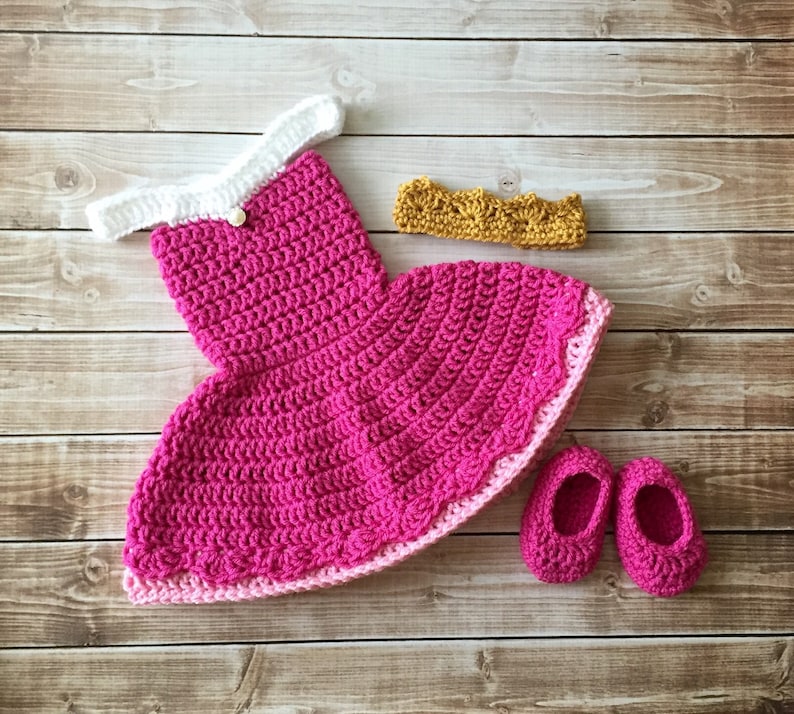 Princess Aurora Sleeping Beauty Inspired Costume and Matching DollBaby Shower GiftPrincess Photo Prop Newborn to 12 Months MADE TO ORDER