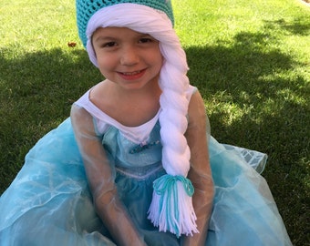Elsa Inspired Hat/ Crochet Elsa Wig 