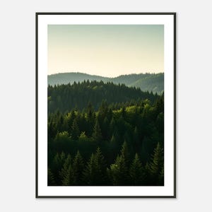 Mystical Forest | Art Print, Landscape Illustration, Magical Forest Print, Mist Art, Tree Poster, Mysterious Forest