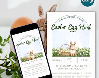 Bunny Easter Egg Hunt Invitation • Editable Template (Digital + Printable)
