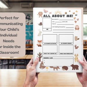 Special Education All About Me Page: Printable Student Information, Parent Teacher Communication (PDF Download)