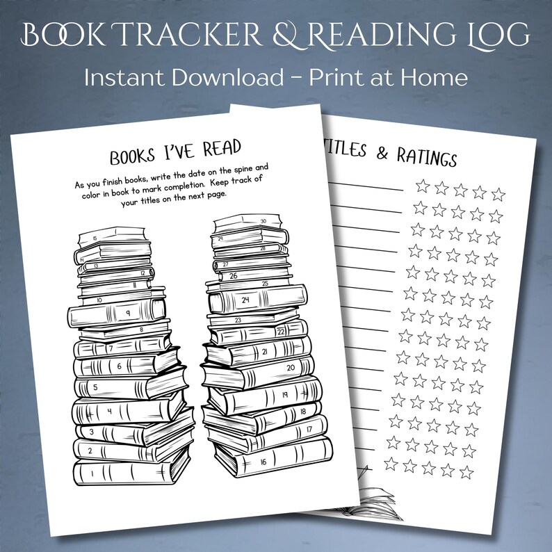Book Tracker and Reading Log Printable | Reading Journal Pages | Habit ...
