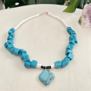 real turquoise stone necklace with Bodrum beads