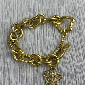 Versace Gold Curb Chain Charming Medusa Bracelet