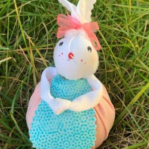 Handmade White Stuffed Easter Rabbit Toy