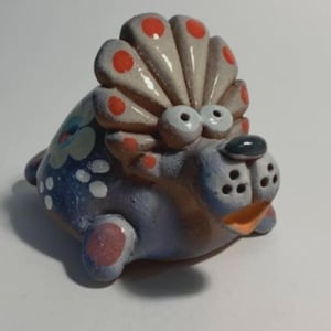 Ceramic Gray Lion Whistle Figurine Statuette