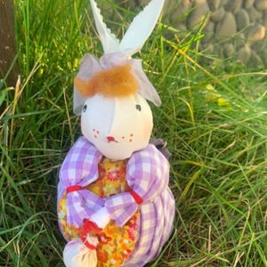 Handmade Purple Gingham Easter Rabbit Toy