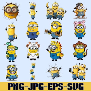 Cute Yellow Cartoon Character SVG Bundle | Funny Character Clipart | Kids Cartoon Svg Png Files for Cricut & Silhouette