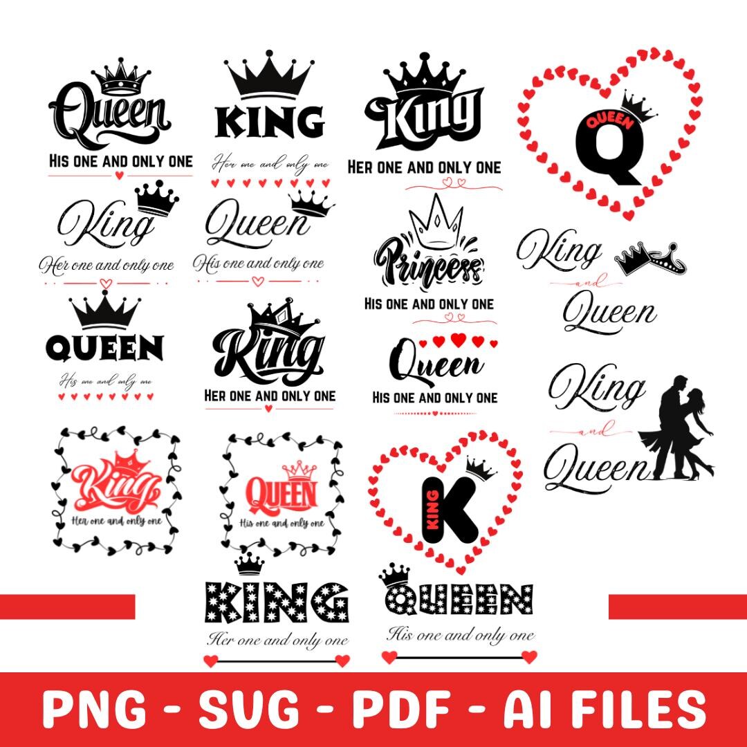 Paquete SVG de Rey y Reina, SVG de Reina, SVG de Rey, SVG de Rey y ...