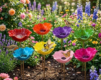 Abbeveratoio in ceramica per api e mangiatoia per colibrì - Vaschetta per farfalle a forma di fiore - Vasca per uccelli da giardino per impollinatori - Decorazione artistica per esterni