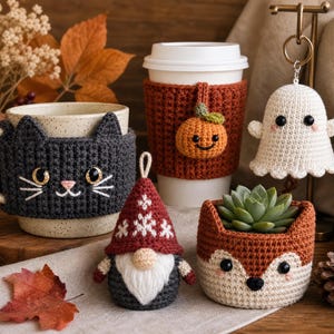 Autumn Halloween Crochet Pattern Bundle, 5 Beginner Projects (Digital Download)