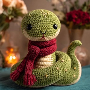 Häkelanleitung für eine Glücksschal-Schlange (Amigurumi), anfängerfreundlich (PDF-Download)