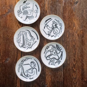 Mini Artist themed plates The Arts Endicott-Seymour | handpainted Japan decorative collectible black white