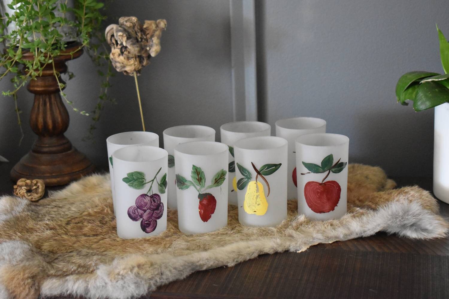 Eight 8 Frosted Fruit Juice Glasses Federal Glass Etsy