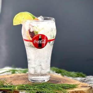Five Coca Cola Red Line Glasses | classic fountain soda cup glass vintage drink ware bar ware Coke bottle logo collector