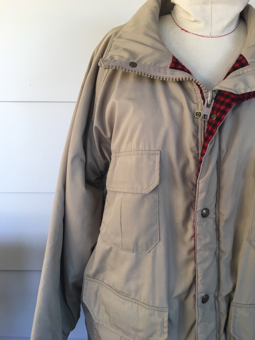 Vintage Woolrich Parka Jacket Long Flannel Lined Blue 80s