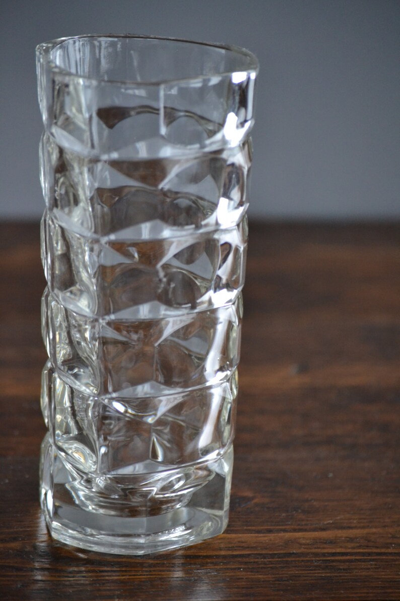 Two 2 Vintage Luminarc Clear Glass Vase / Thick Geometric Etsy