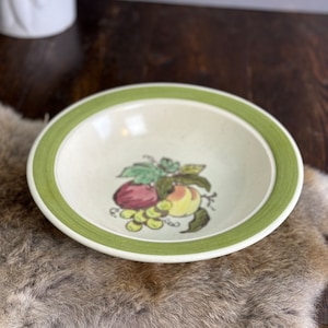 Tigela de legumes provincial Metlox de 10” com frutas, estilo anos 70, verde, papoula, cerâmica, salpicada, retrô, servindo Califórnia