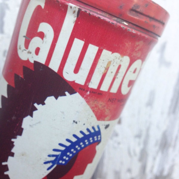 Vintage Calumet Double Acting Baking Powder Cylindar Tin