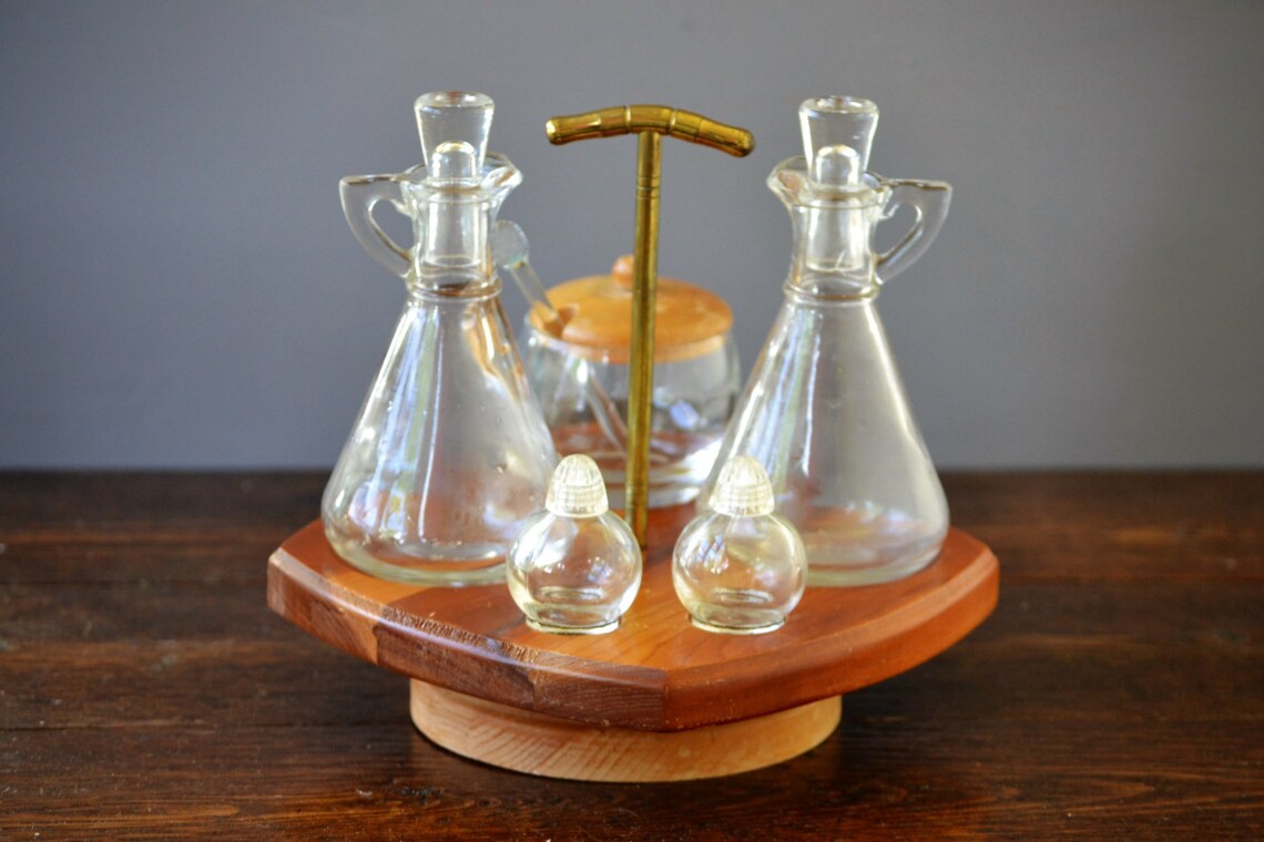 Condiment Tabletop Lazy Susan / Hazel Atlas Cruets/ Salt Etsy